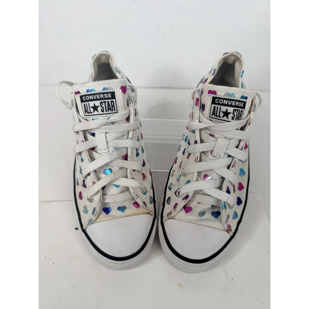 Converse All Star Youth Sz 3 Chuck Taylor Black Multicolor Hearts High Top Shoes